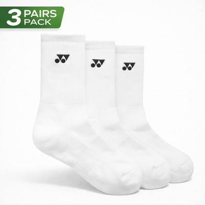 YONEX Uni Sport Crew Socks (3 Pairs) 19256EX - White - Gem Sports