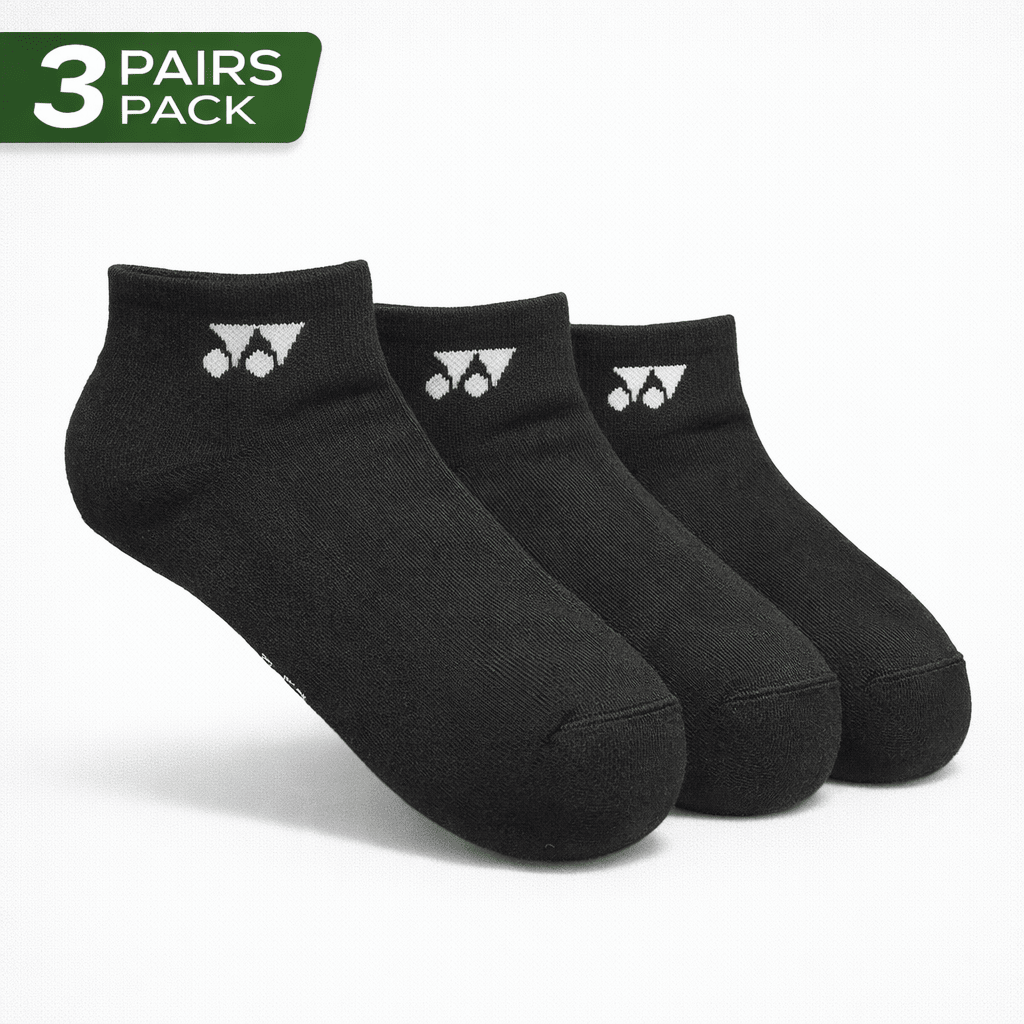 YONEX Uni Sport Low - Cut Socks (3 Pairs) 19255EX - Black - Gem Sports