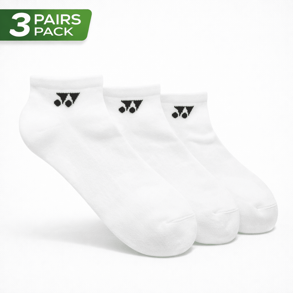 YONEX Uni Sport Low - Cut Socks (3 Pairs) 19255EX - White - Gem Sports