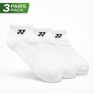 YONEX Uni Sport Low - Cut Socks (3 Pairs) 19255EX - White - Gem Sports