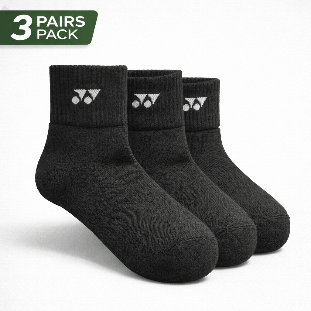 YONEX Uni Sport Quarter Socks (3 Pairs) 19254EX - Black - Gem Sports