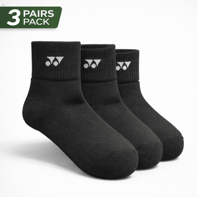 YONEX Uni Sport Quarter Socks (3 Pairs) 19254EX - Black - Gem Sports