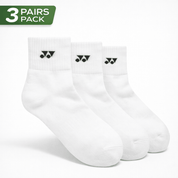 YONEX Uni Sport Quarter Socks (3 Pairs) 19254EX - White - Gem Sports