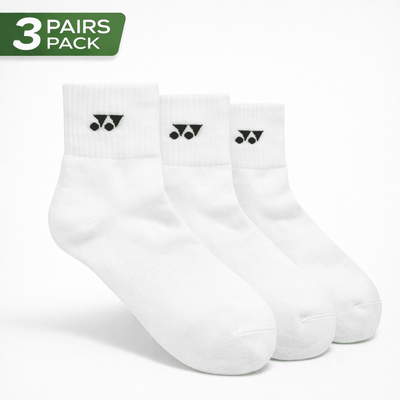 YONEX Uni Sport Quarter Socks (3 Pairs) 19254EX - White - Gem Sports